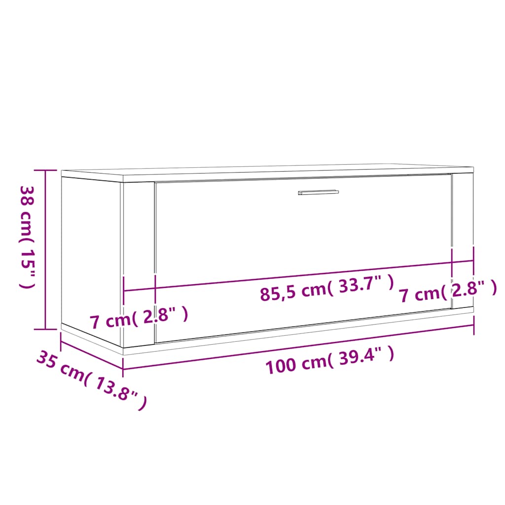 Sapateira de parede 100x35x38 cm derivados de madeira