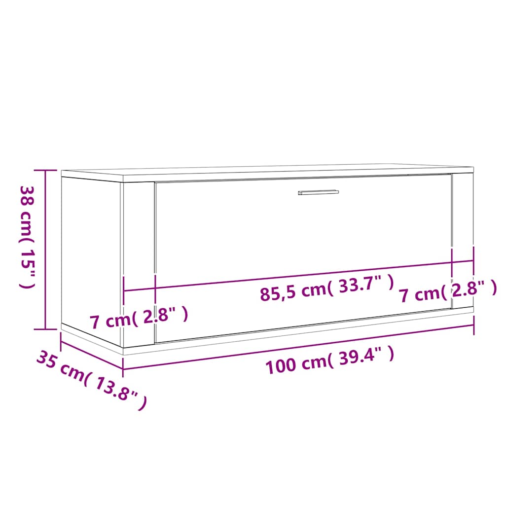 Sapateira de parede 100x35x38 cm derivados de madeira