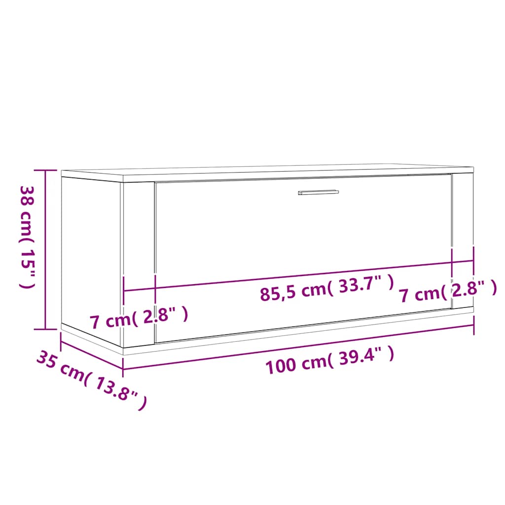 Sapateira de parede 100x35x38 cm derivados de madeira