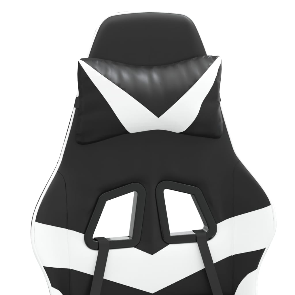 Cadeira gaming c/ apoio para pés couro artificial preto e azul