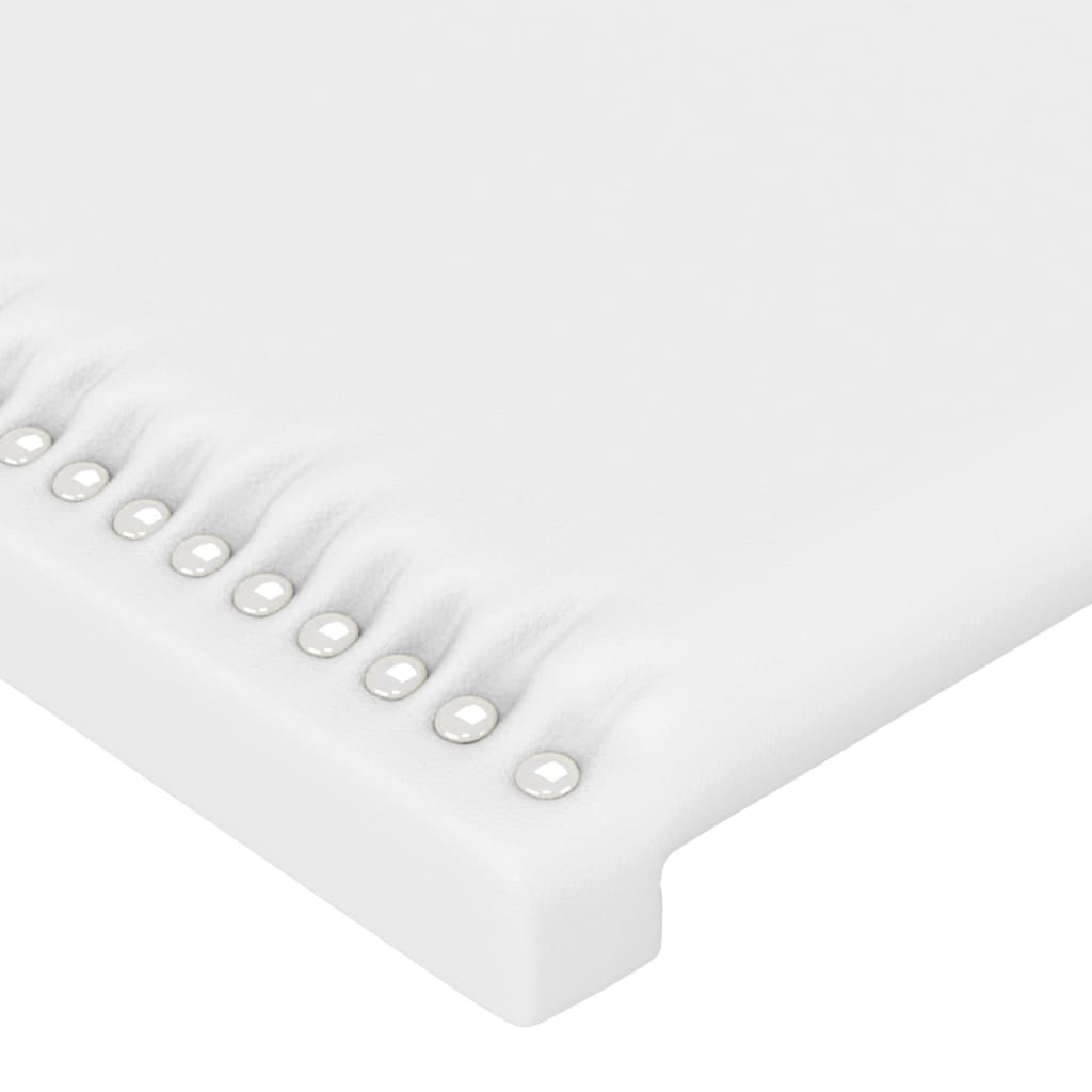 Cabeceira de cama c/ LED couro artificial 183x16x78/88cm branco