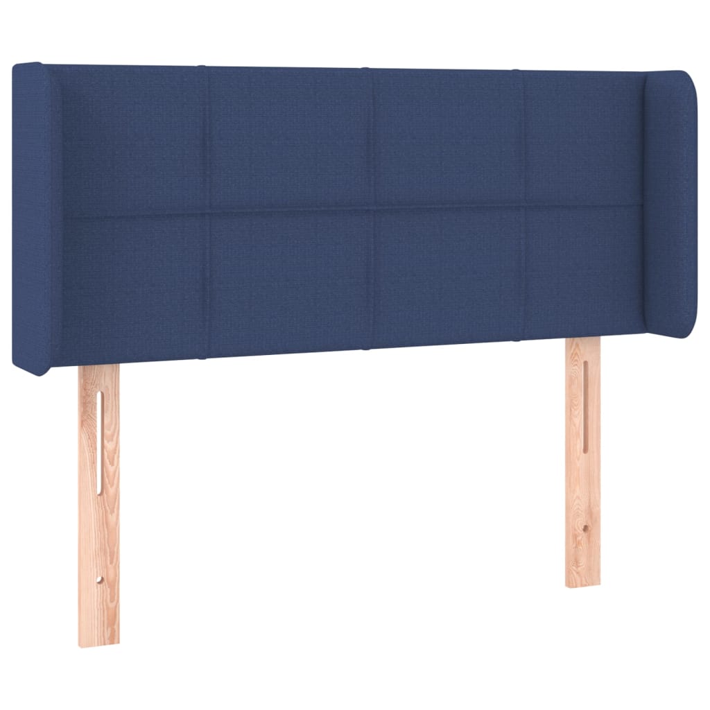 Cabeceira de cama c/ luzes LED tecido 83x16x78/88 cm azul