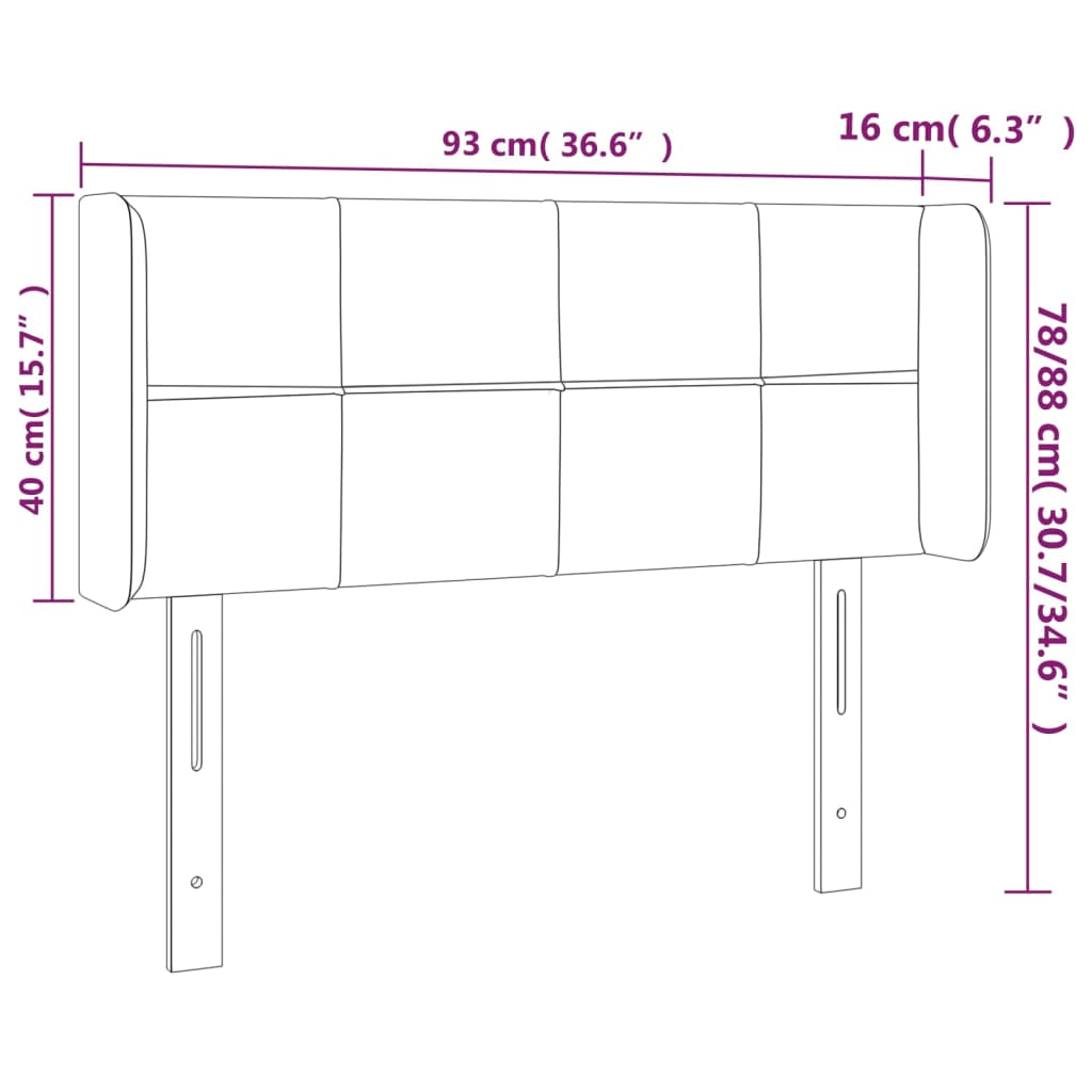 Cabeceira de cama c/ luzes LED tecido 93x16x78/88 cm cor creme