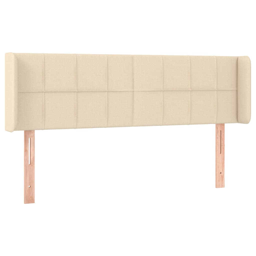 Cabeceira de cama c/ luzes LED tecido 147x16x78/88 cm cor creme