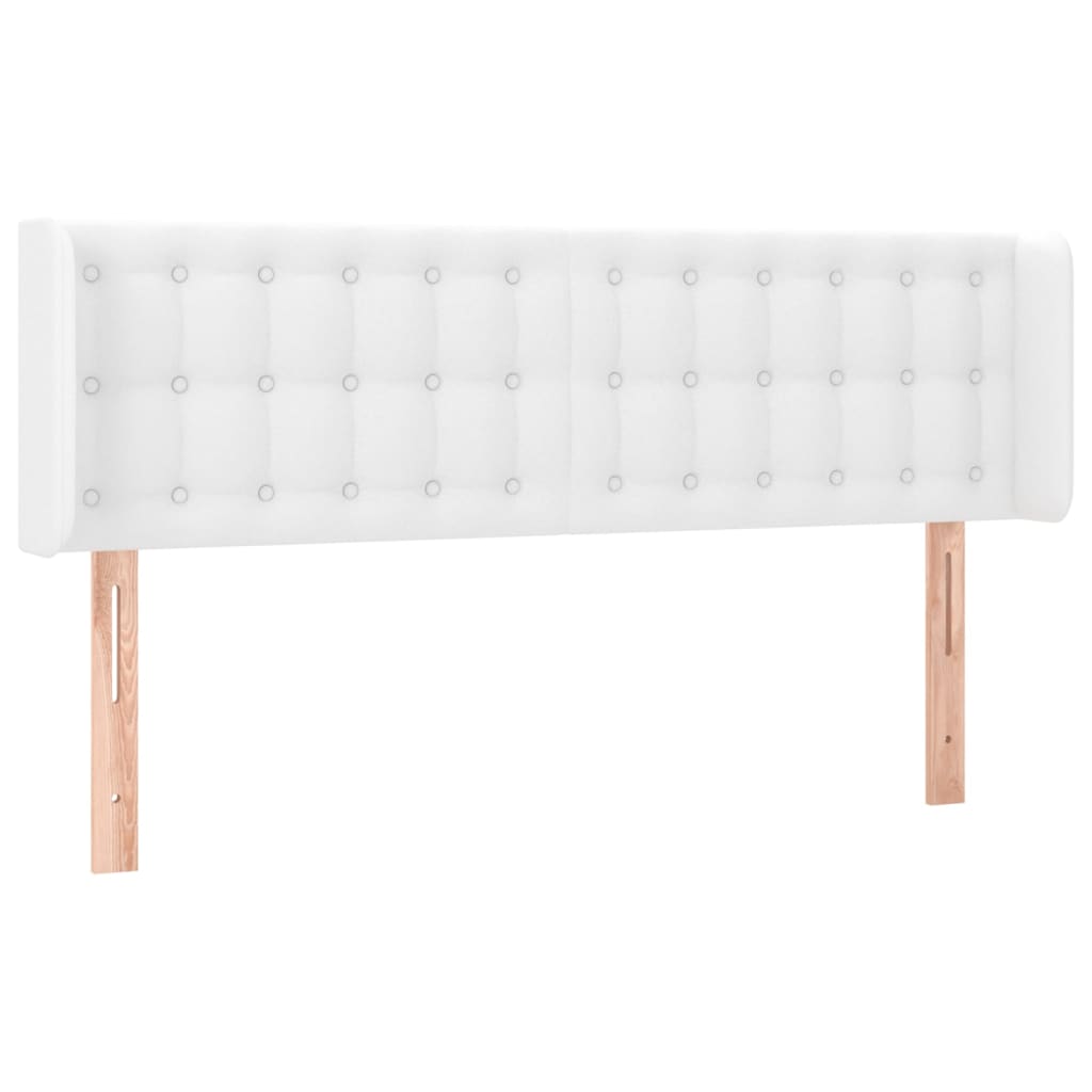 Cabeceira de cama c/ LED couro artificial 147x16x78/88cm branco