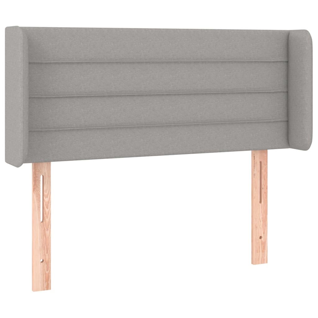 Cabeceira cama c/ luzes LED tecido 103x16x78/88 cm cinza-claro