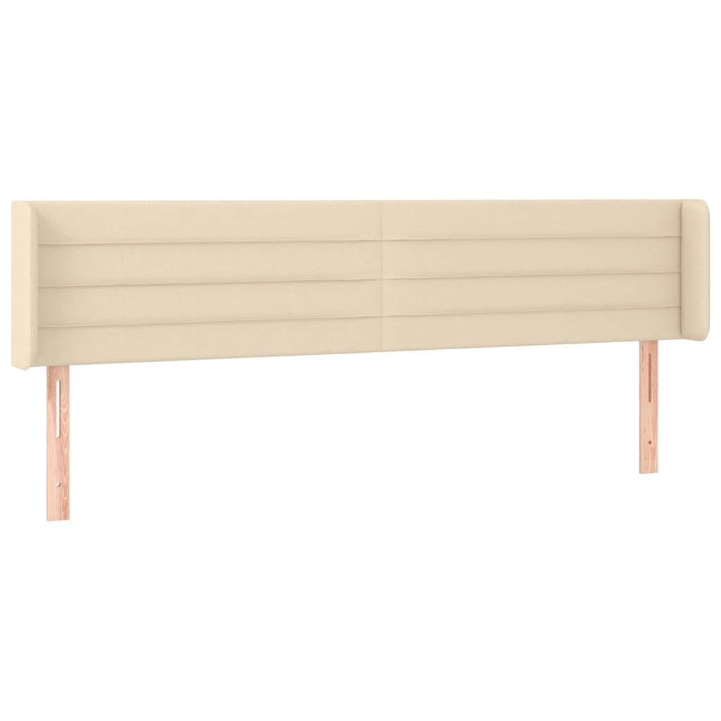 Cabeceira de cama c/ luzes LED tecido 203x16x78/88 cm cor creme