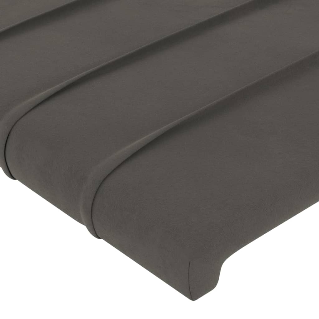 Cabeceira cama c/ luzes LED veludo 83x16x78/88cm cinza-escuro