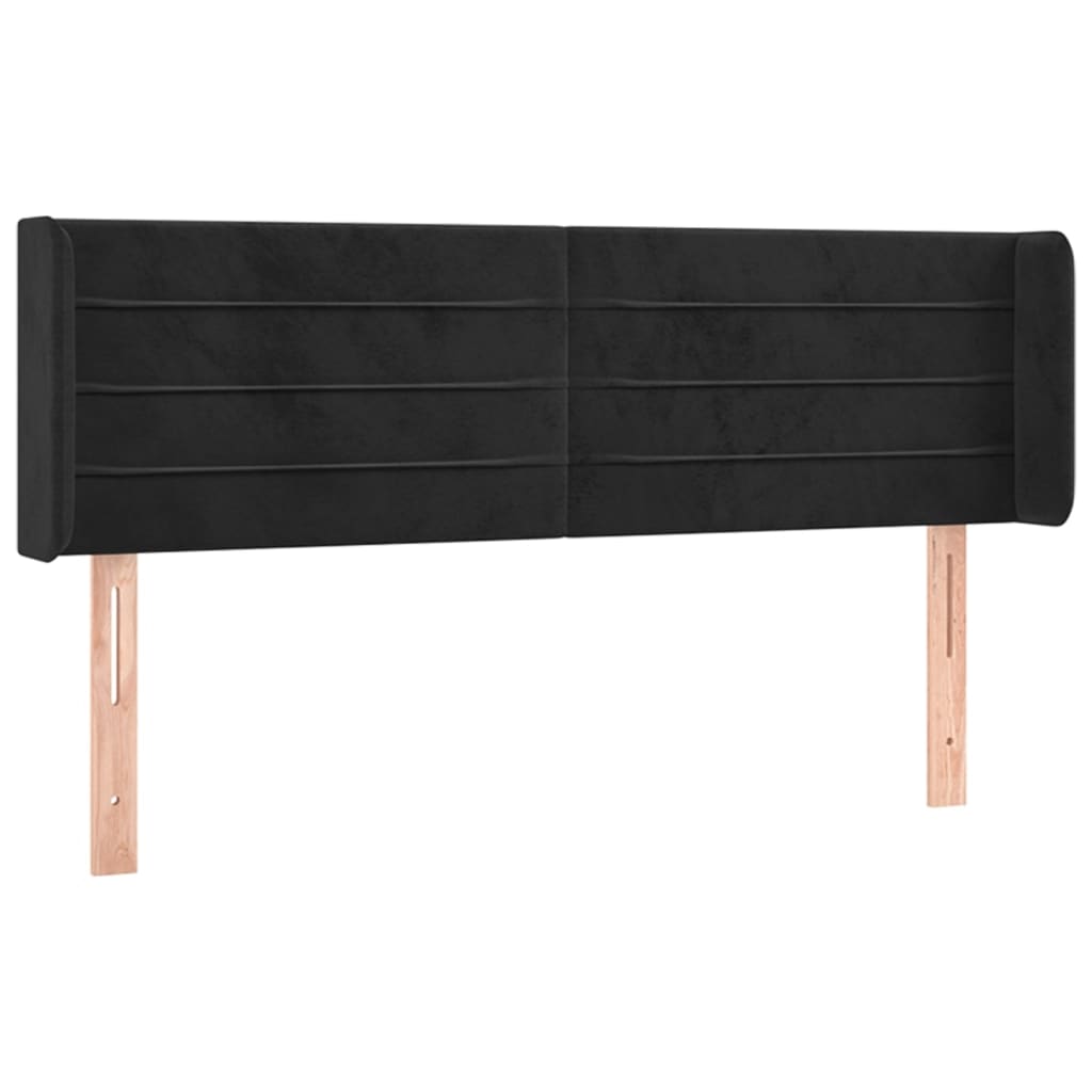 Cabeceira de cama c/ luzes LED veludo 147x16x78/88 cm preto