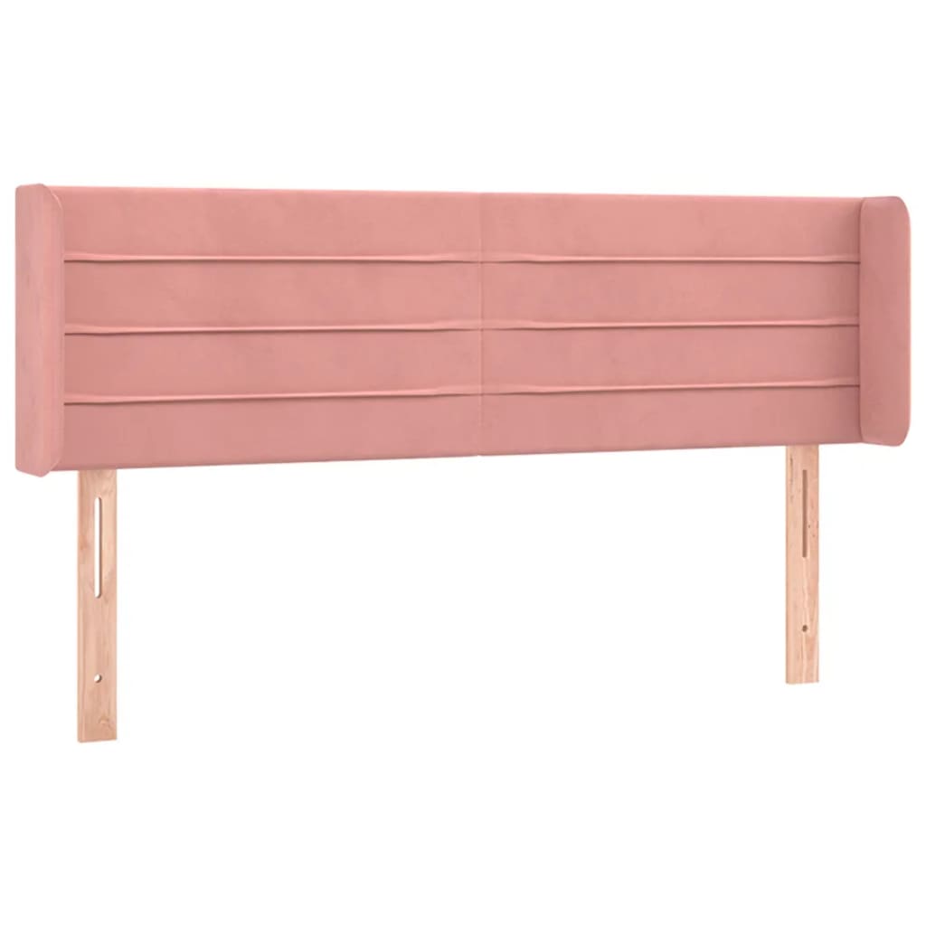 Cabeceira de cama c/ luzes LED veludo 147x16x78/88 cm rosa