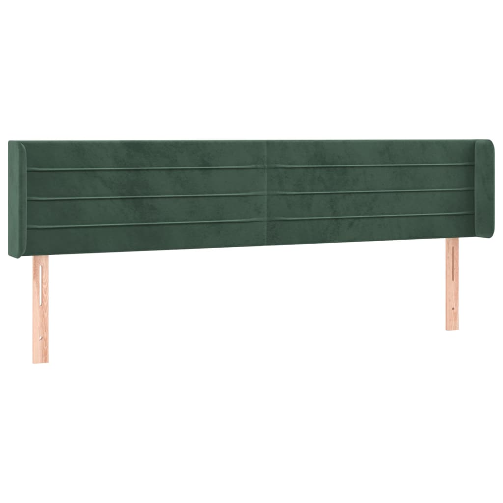 Cabeceira cama c/ luzes LED veludo 183x16x78/88 cm verde-escuro
