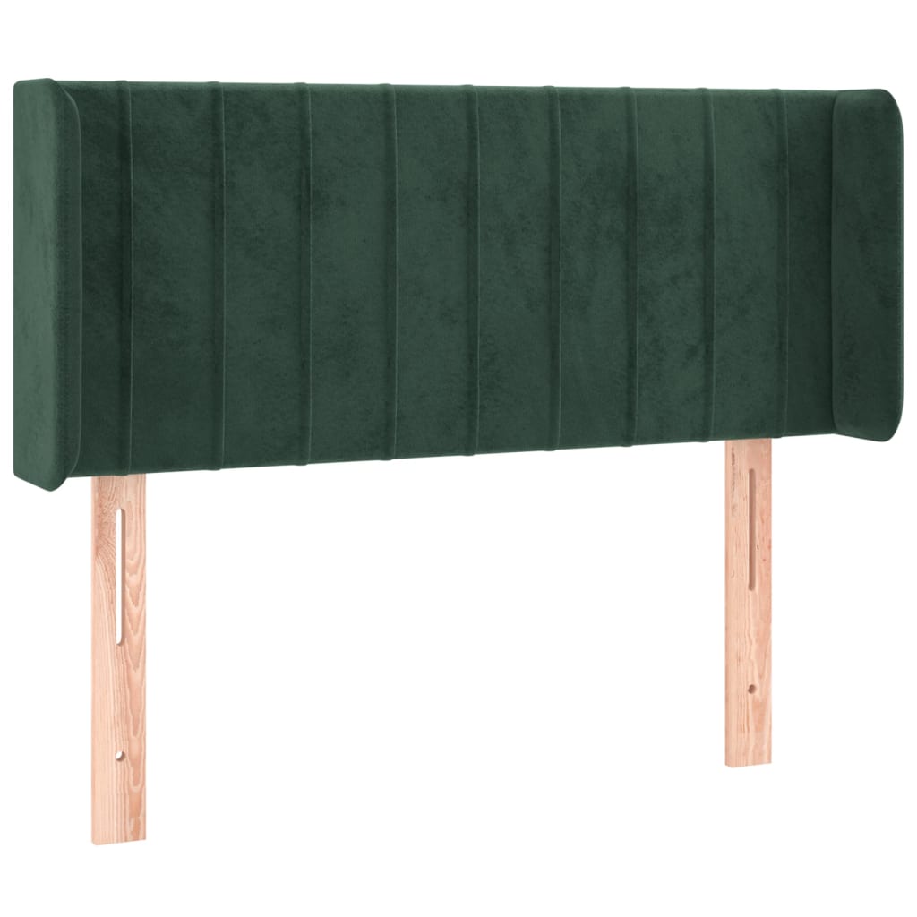 Cabeceira cama c/ luzes LED veludo 83x16x78/88 cm verde-escuro