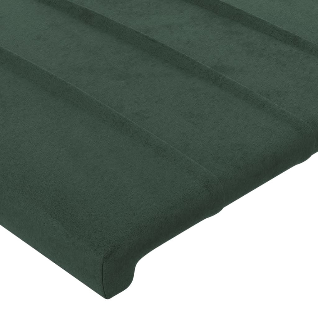 Cabeceira cama c/ luzes LED veludo 83x16x78/88 cm verde-escuro