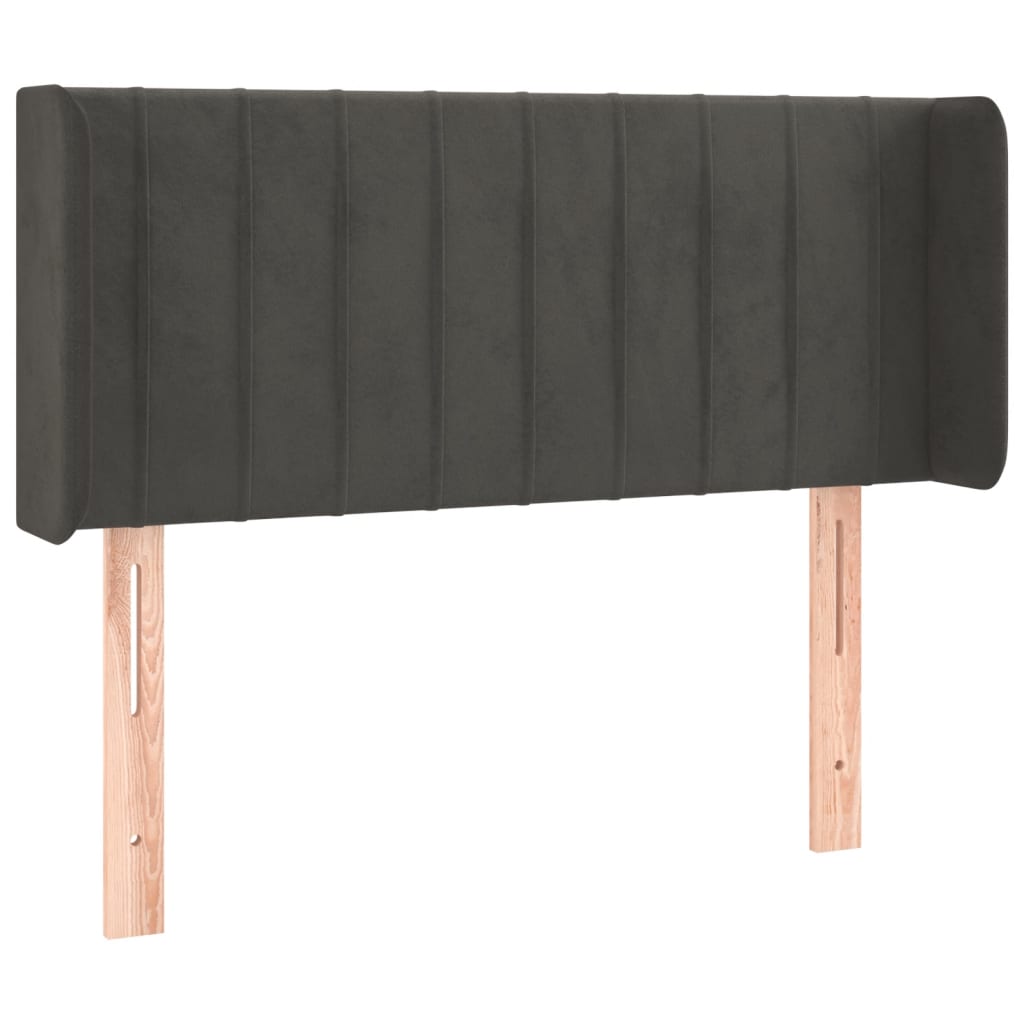 Cabeceira cama c/ luzes LED veludo 93x16x78/88cm cinza-escuro