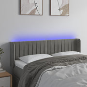 Cabeceira cama c/ luzes LED veludo 147x16x78/88 cm cinza-claro