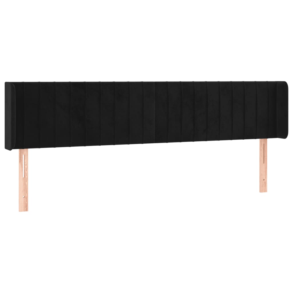 Cabeceira de cama c/ luzes LED veludo 163x16x78/88 cm preto