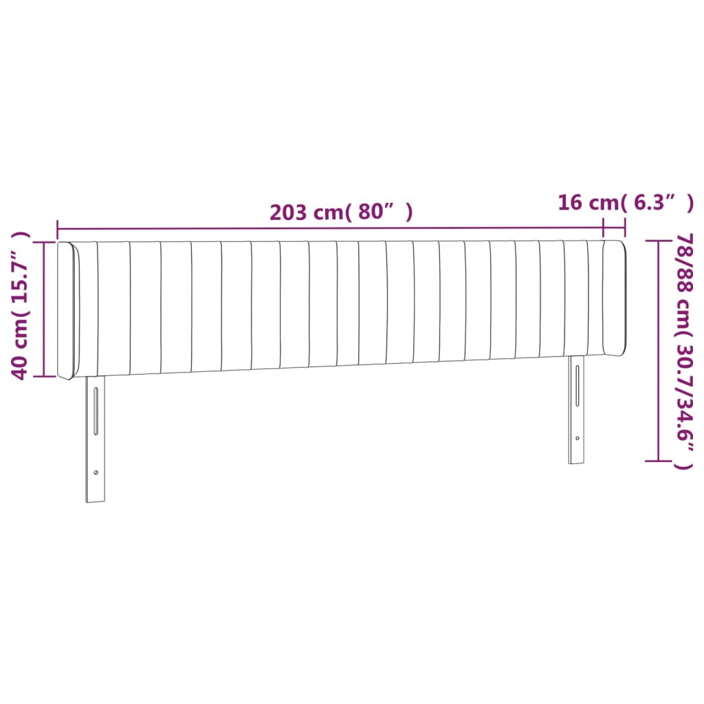Cabeceira cama c/ luzes LED veludo 203x16x78/88 cm verde-escuro