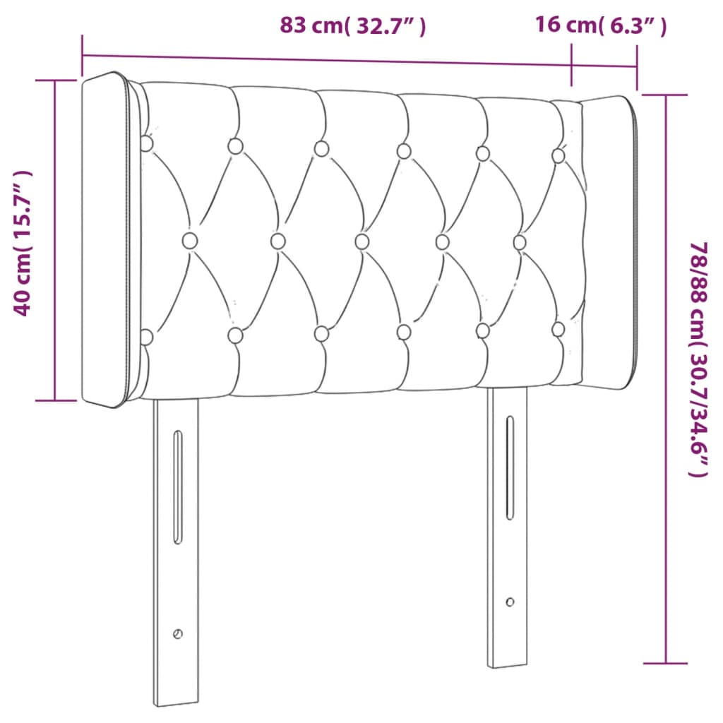Cabeceira de cama c/ luzes LED tecido 83x16x78/88 cm azul
