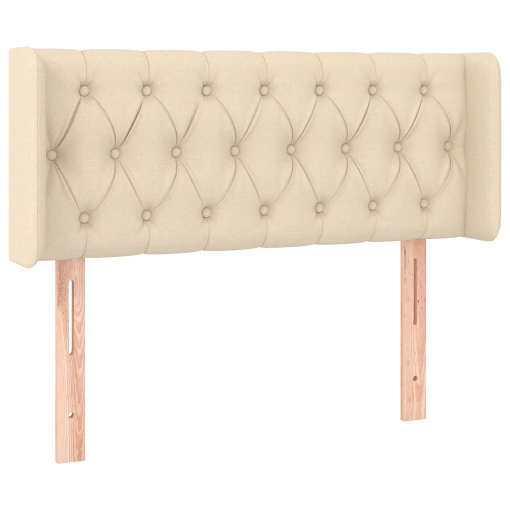 Cabeceira de cama c/ luzes LED tecido 93x16x78/88 cm cor creme