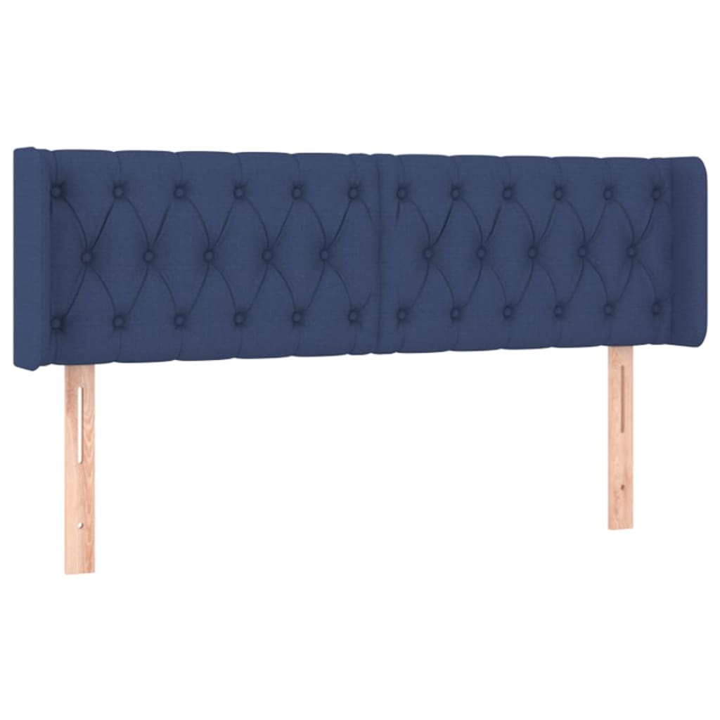 Cabeceira de cama c/ luzes LED tecido 147x16x78/88 cm azul