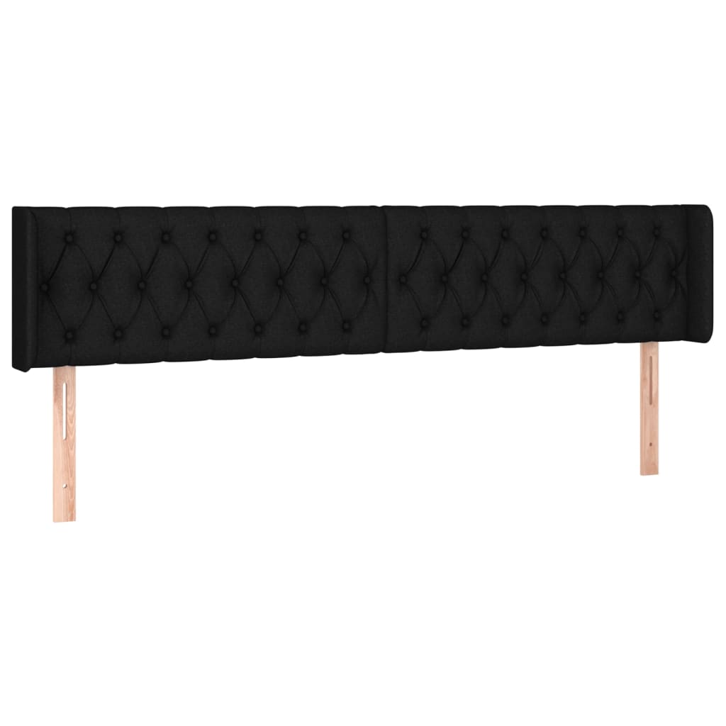 Cabeceira de cama c/ luzes LED tecido 183x16x78/88 cm preto