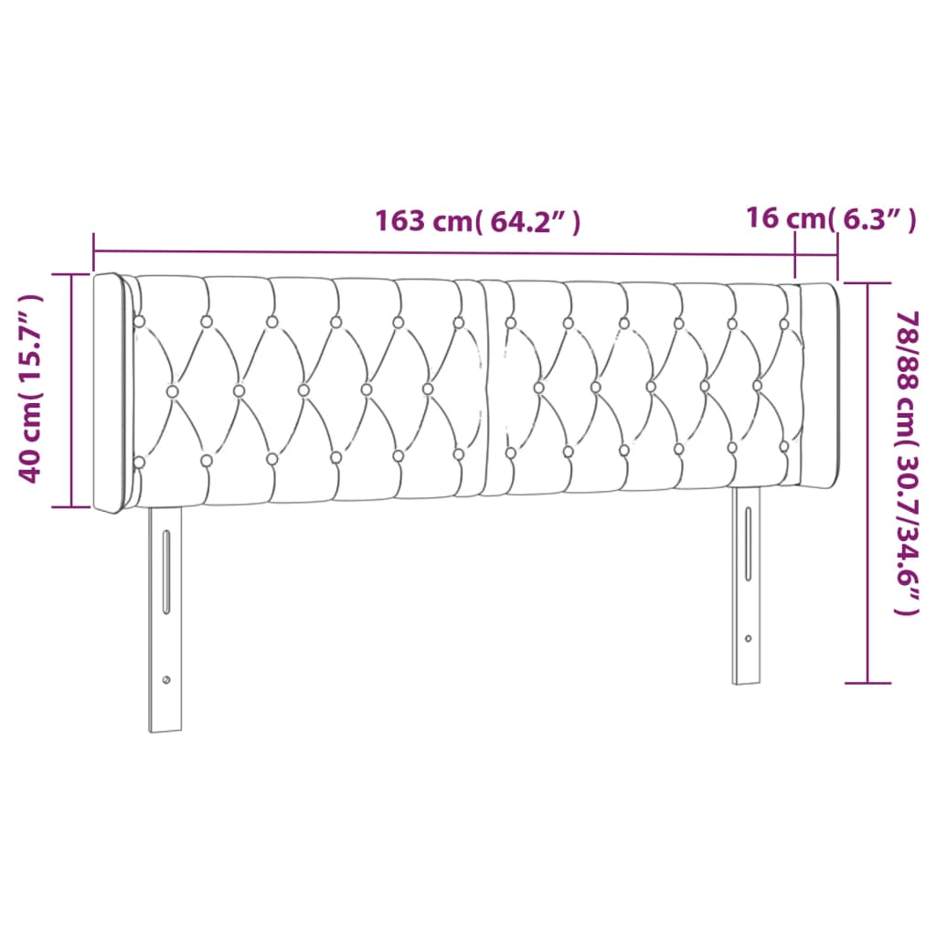 Cabeceira cama c/ luzes LED veludo 163x16x78/88 cm cinza-claro