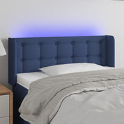 Cabeceira de cama c/ luzes LED tecido 83x16x78/88 cm azul