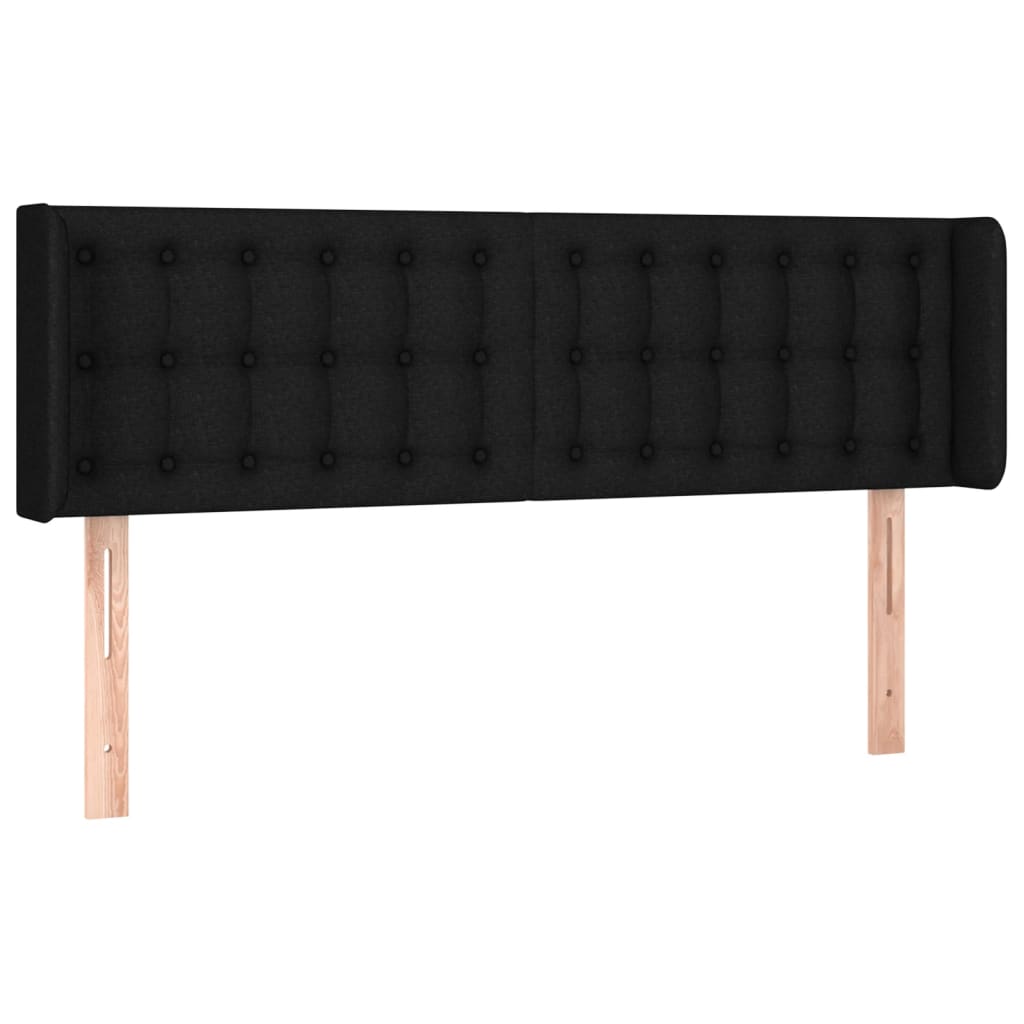 Cabeceira de cama c/ luzes LED tecido 147x16x78/88 cm preto