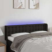Cabeceira de cama c/ luzes LED tecido 147x16x78/88 cm preto