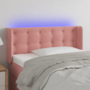 Cabeceira de cama c/ luzes LED veludo 93x16x78/88 cm rosa