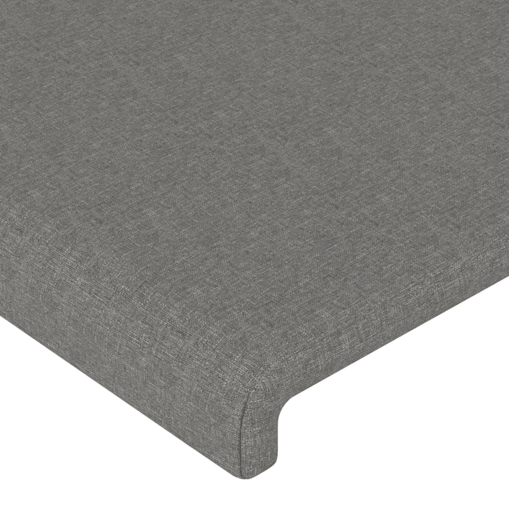 Cabeceira de cama c/ LED tecido 203x16x118/128 cm cinza-escuro
