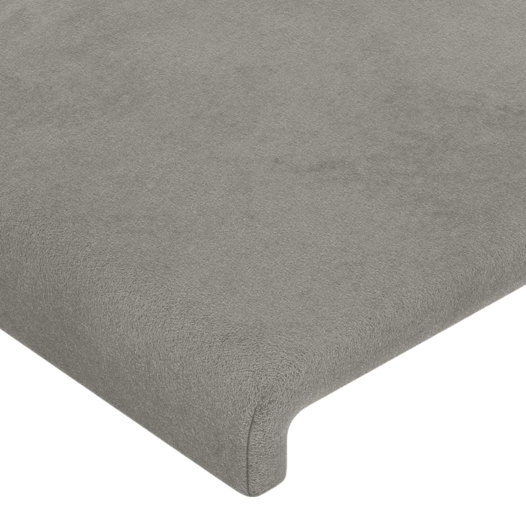 Cabeceira cama c/ luzes LED veludo 163x16x118/128cm cinza-claro