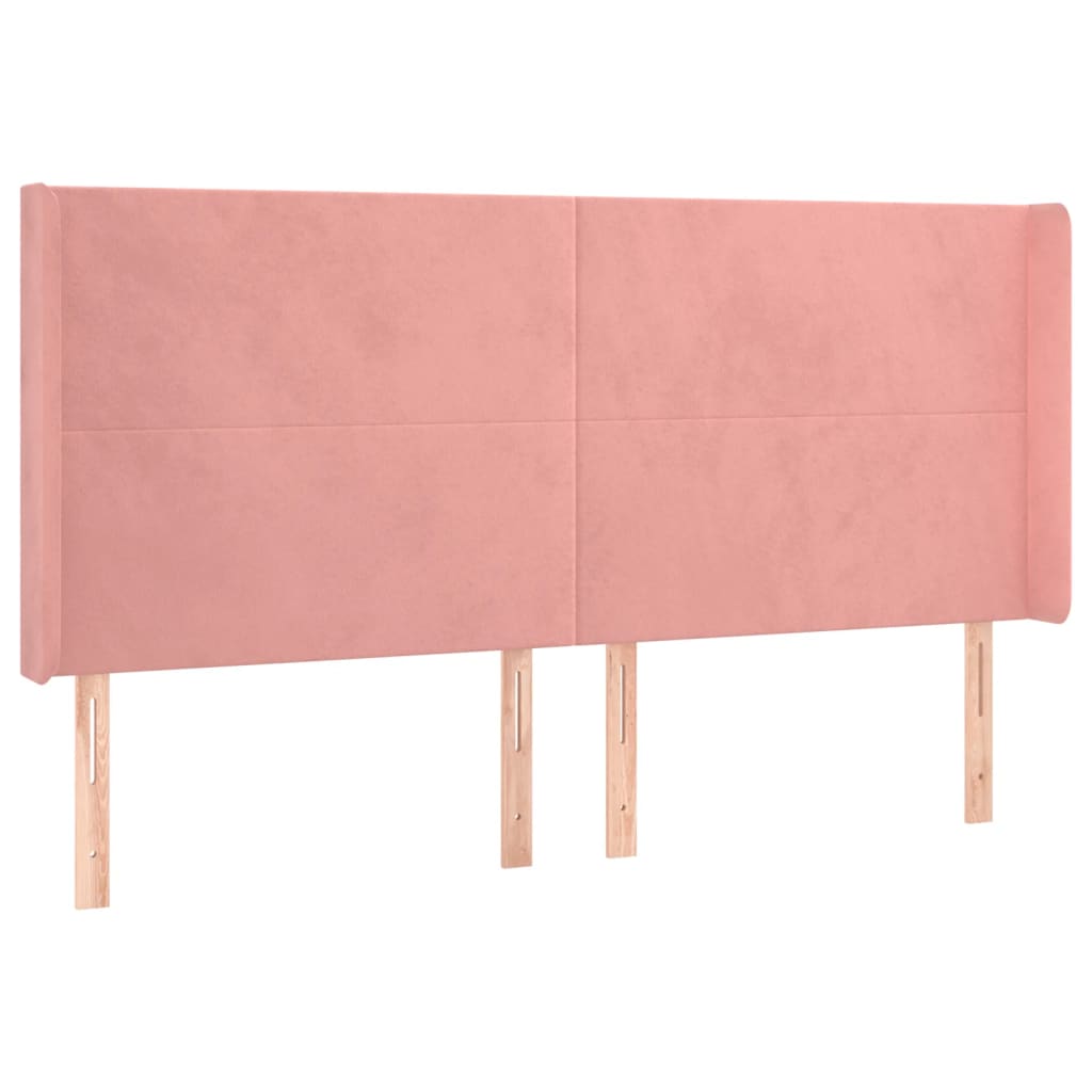 Cabeceira de cama c/ luzes LED veludo 163x16x118/128 cm rosa