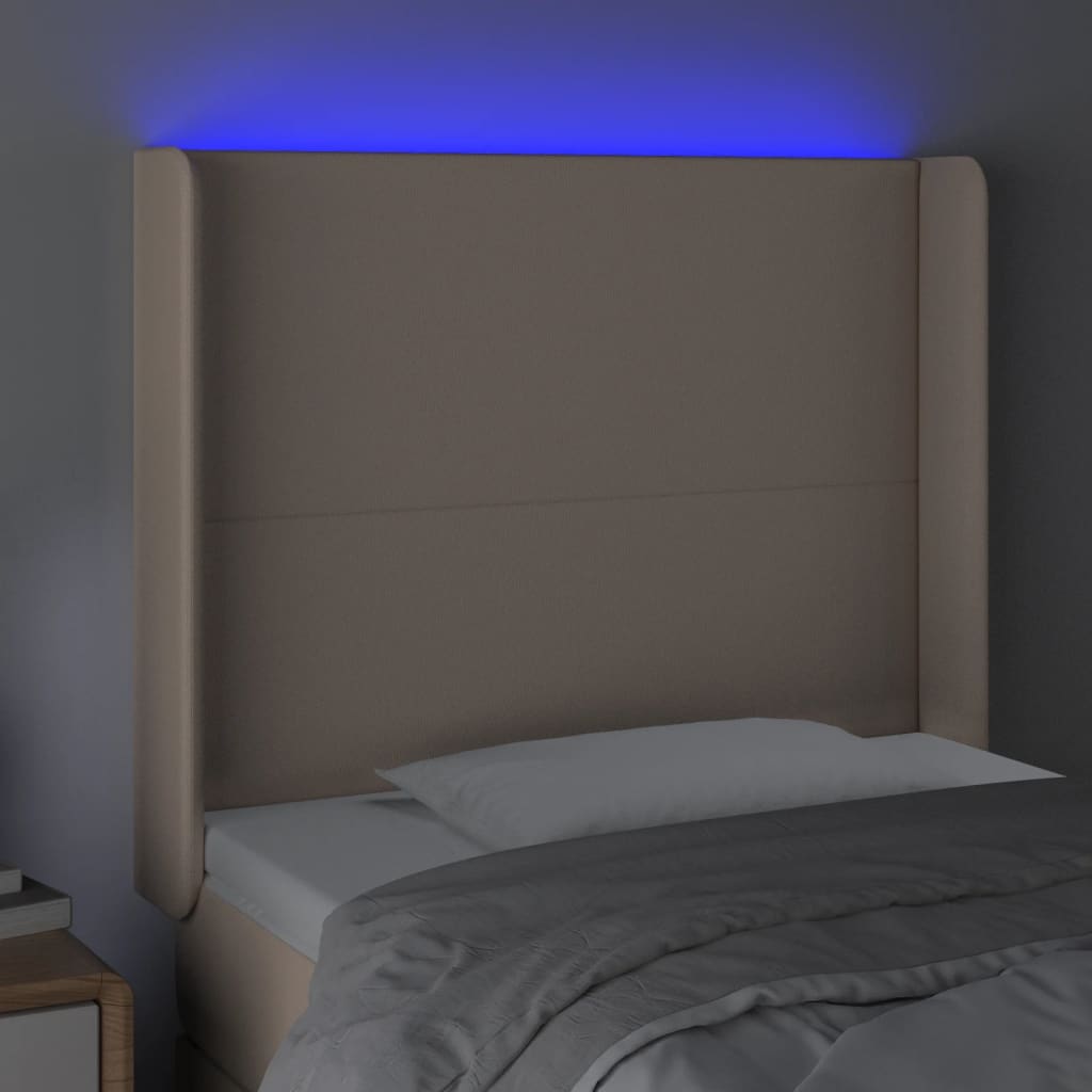 Cabeceira cama c/ LED couro artif. 83x16x118/128 cm cappuccino