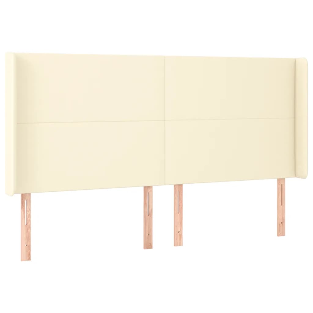Cabeceira cama c/ LED 183x16x118/128 cm couro artificial crème