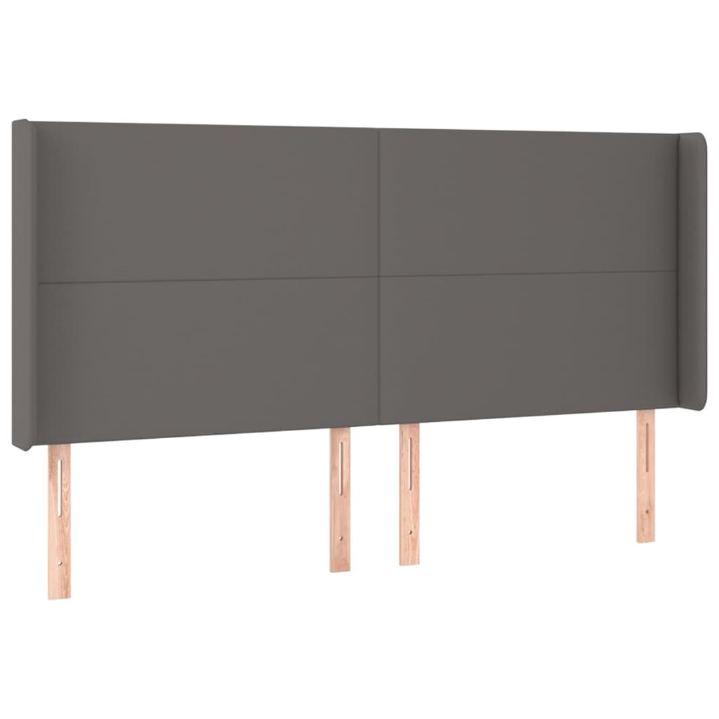 Cabeceira cama c/ LED couro artif. 183x16x118/128 cm cinzento