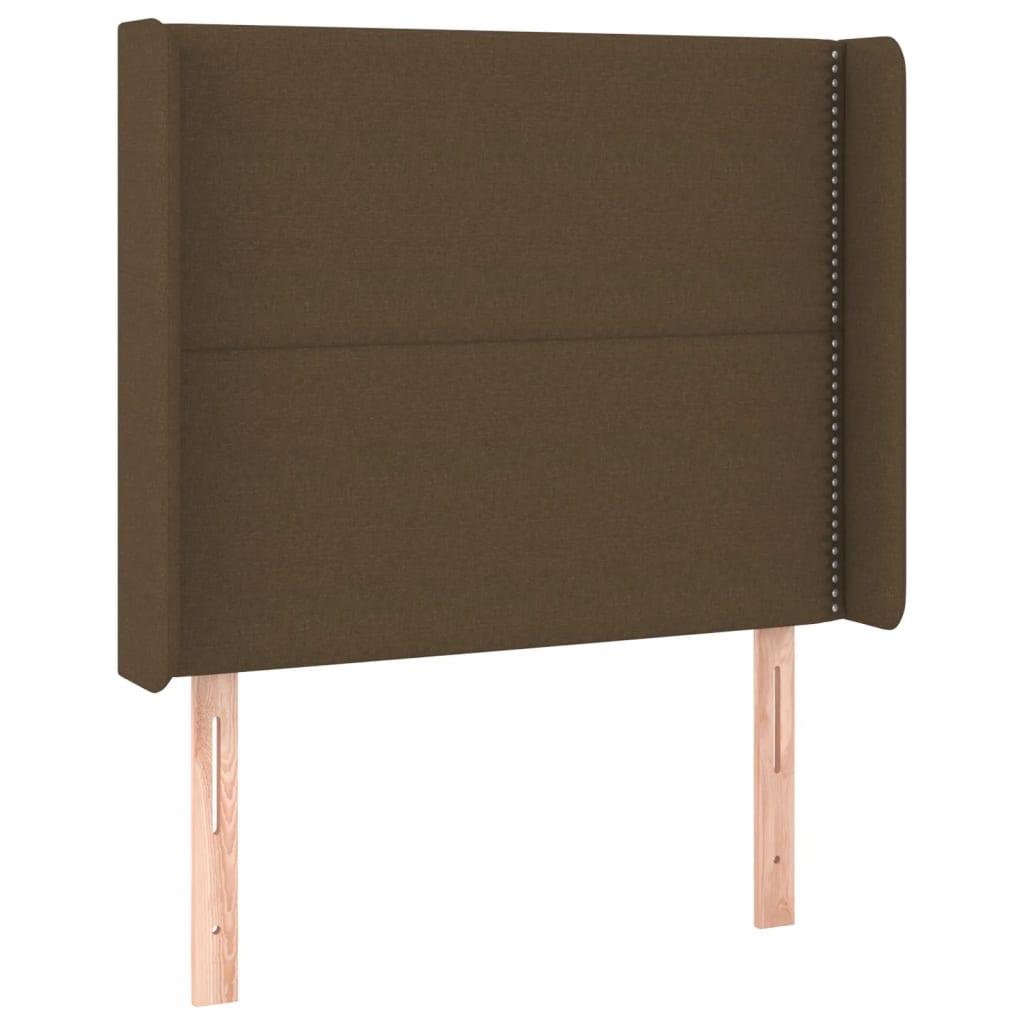 Cabeceira de cama c/ luzes LED tecido 83x16x118/128 cm castanho