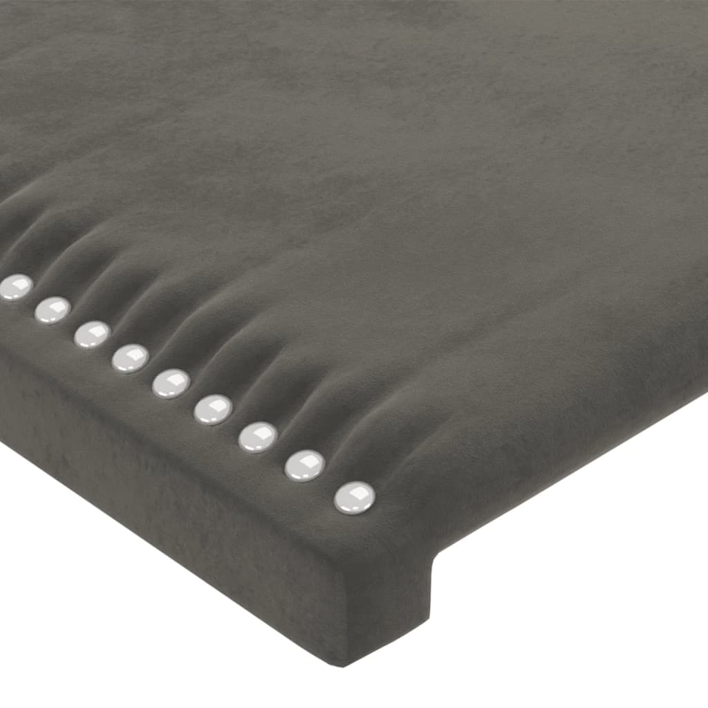 Cabeceira de cama c/ LED veludo 203x16x118/128 cm cinza-escuro