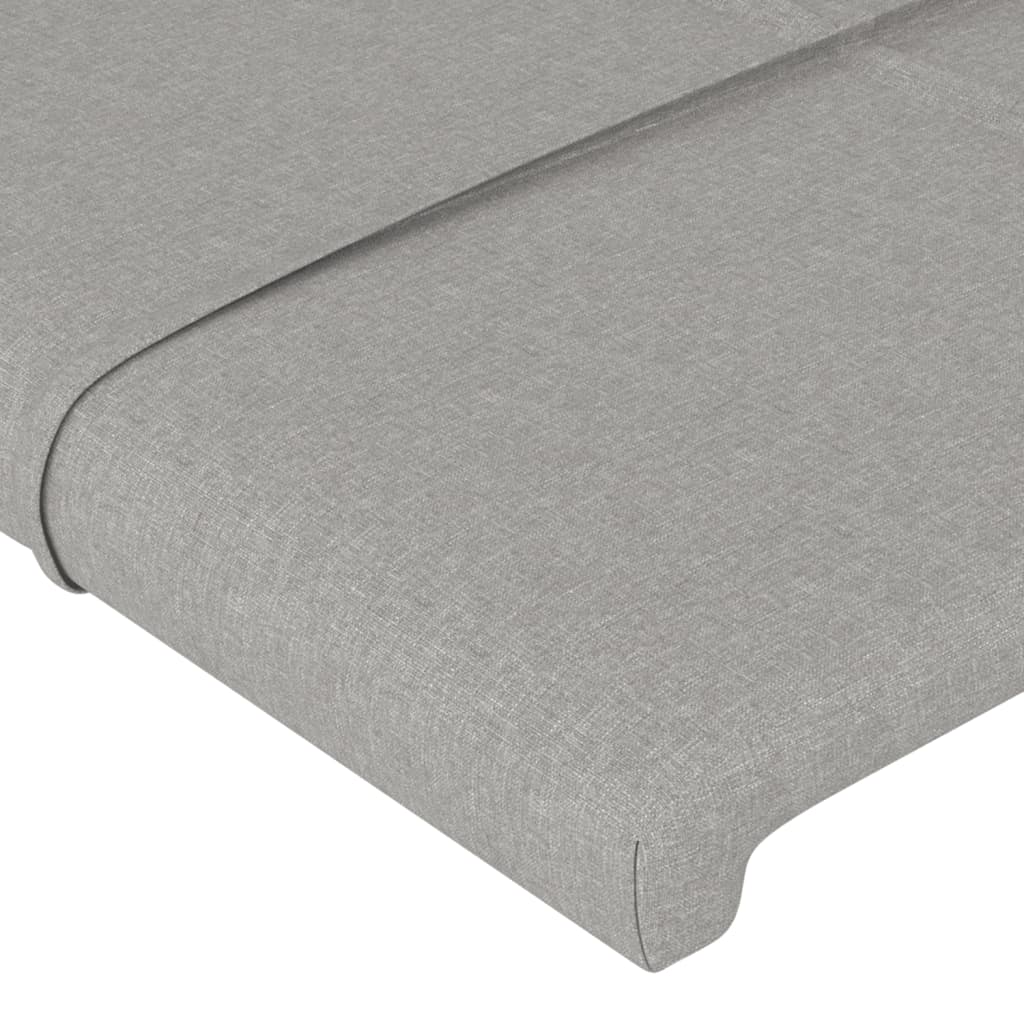 Cabeceira cama c/ luzes LED tecido 203x16x118/128cm cinza-claro