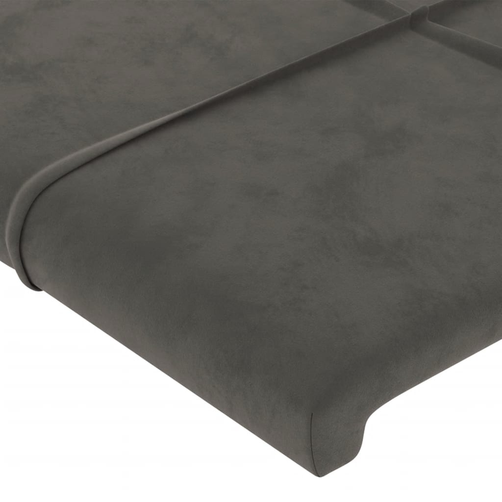 Cabeceira de cama c/ LED veludo 203x16x118/128 cm cinza-escuro