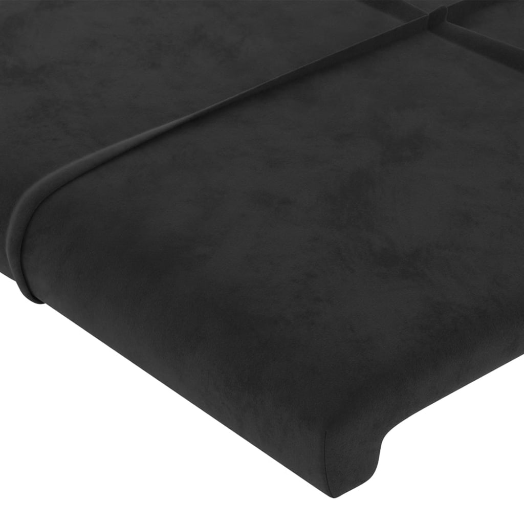 Cabeceira de cama c/ luzes LED veludo 203x16x118/128 cm preto