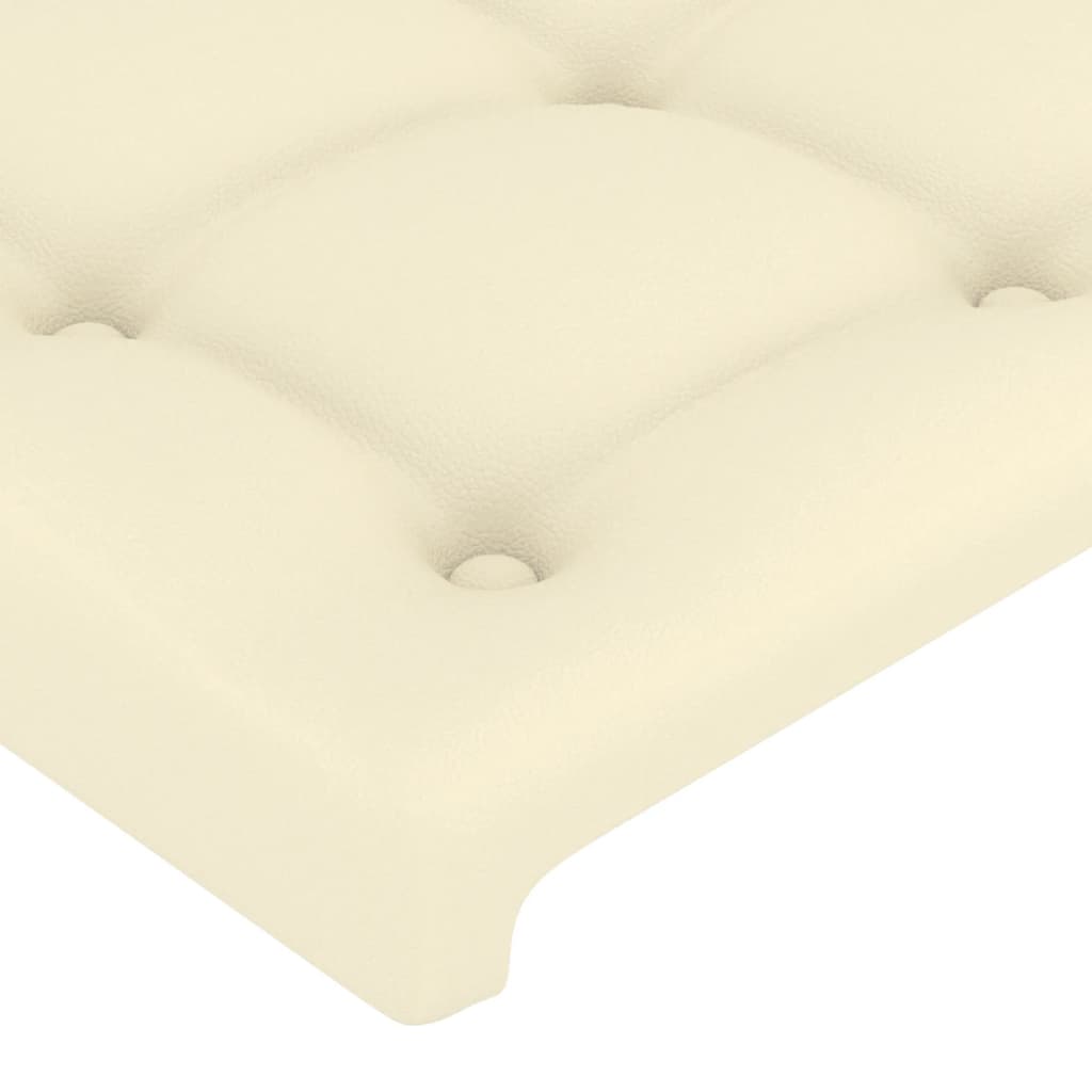 Cabeceira cama c/ LED 103x16x118/128 cm couro artificial crème