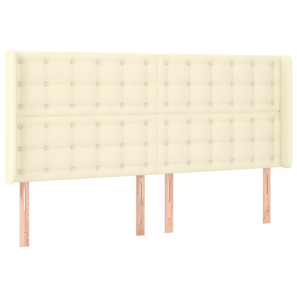 Cabeceira cama c/ LED 163x16x118/128 cm couro artificial crème