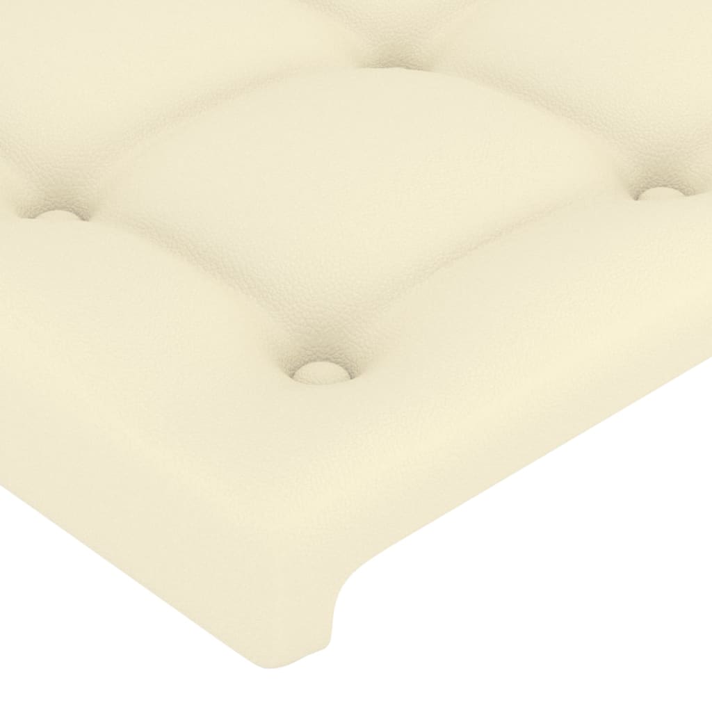 Cabeceira cama c/ LED 163x16x118/128 cm couro artificial crème