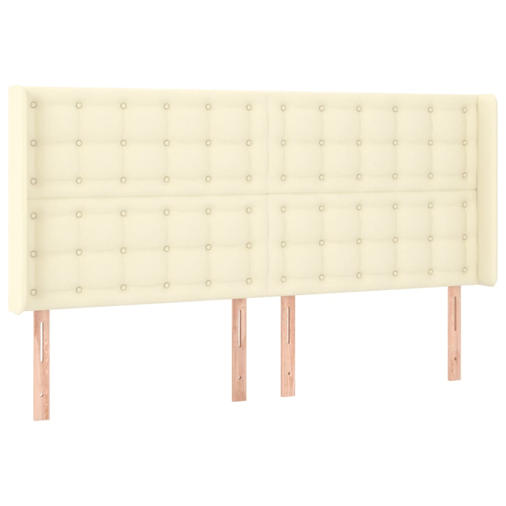 Cabeceira cama c/ LED 203x16x118/128 cm couro artificial crème