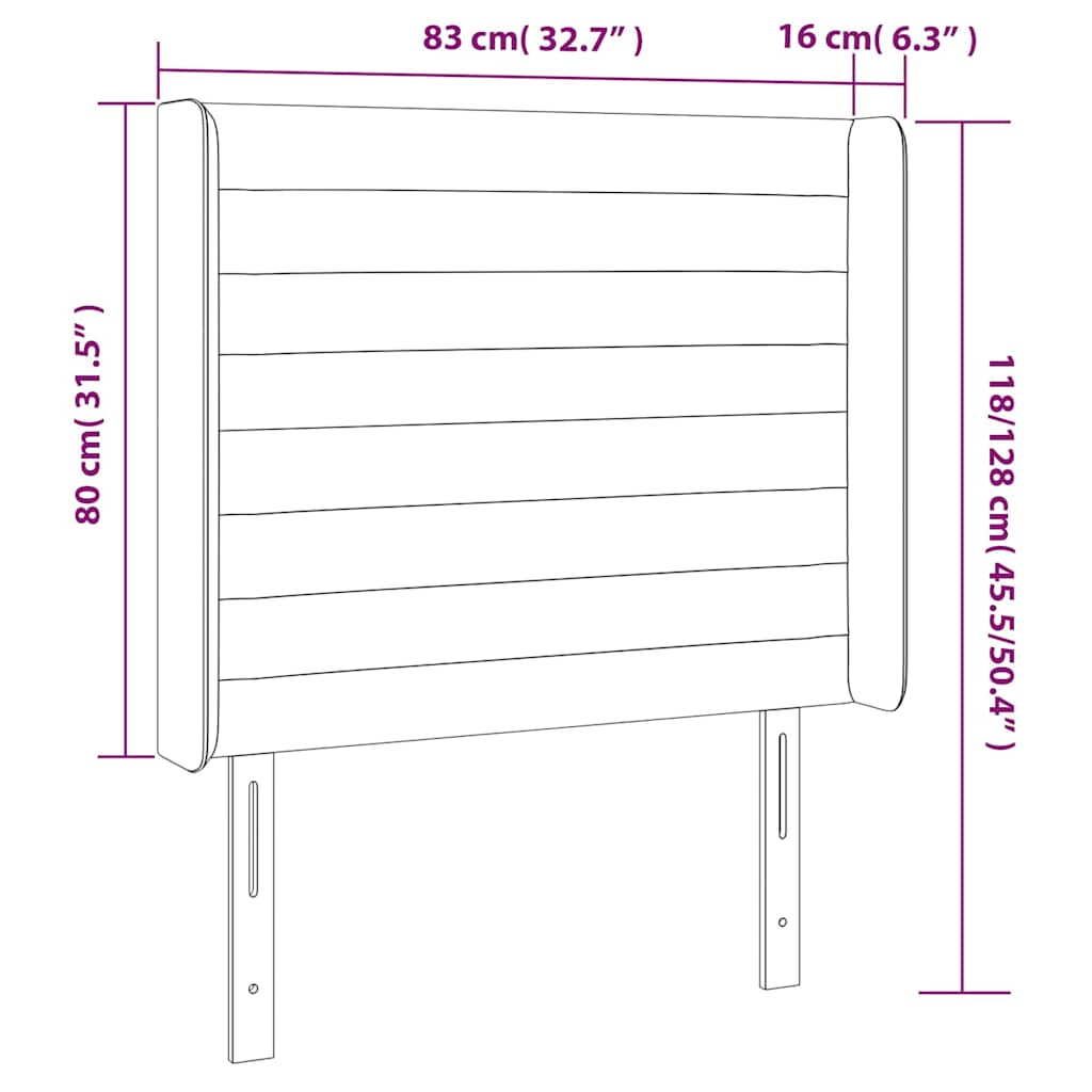 Cabeceira cama c/ luzes LED tecido 83x16x118/128 cm cinza-claro