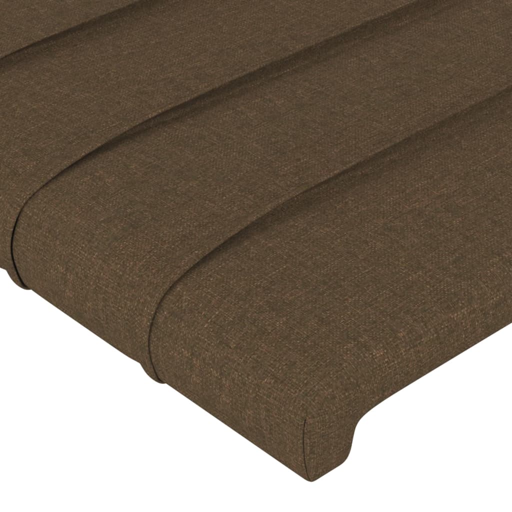 Cabeceira de cama c/ luzes LED tecido 93x16x118/128 cm castanho