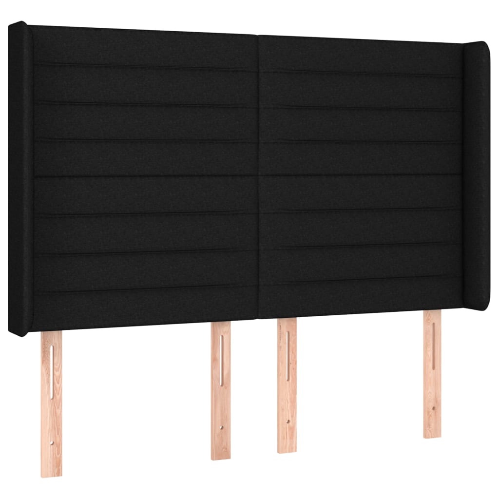 Cabeceira de cama c/ luzes LED tecido 147x16x118/128 cm preto