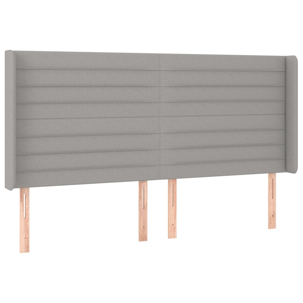 Cabeceira cama c/ luzes LED tecido 163x16x118/128cm cinza-claro