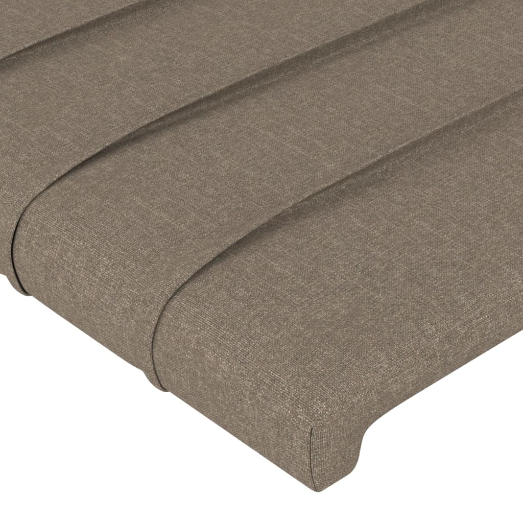 Cabeceira cama c/ LED tecido 163x16x118/128cm cinza-acastanhado
